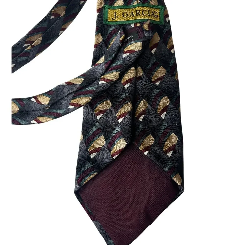 J Garcia Vintage Tie Abstract Clockworks Geometric Silk tie by Stonebridge